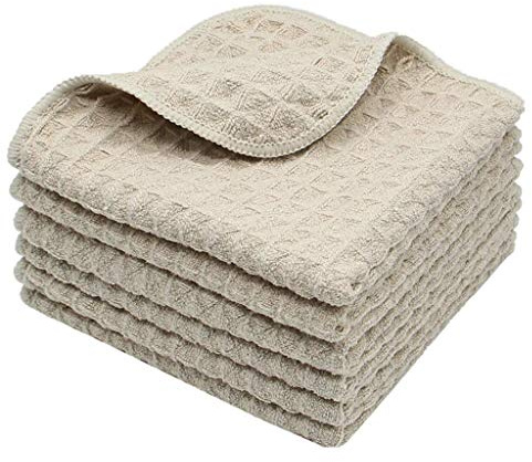 VeraSong Microfiber Kitchen Cleaning Cloth Thick Dish Rags Waffle Weave Washcloths Dish Cloths Ultra Absorbent Odor Free 12inch X 12inch 6 Pack Khaki