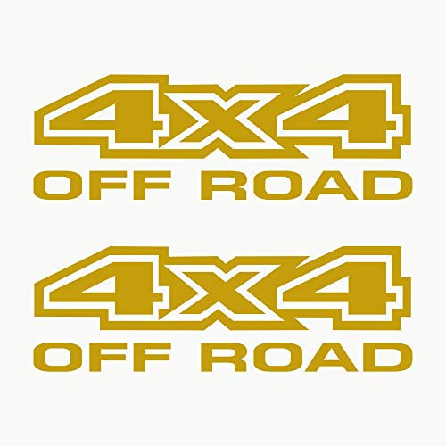 Autodomy 4x4 Off Road Dekaler Pack 2 st | Utomhusdekaler för Bil 20 x 6,5 cm | Terrängdekaler 4x4 (Guld)