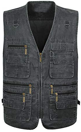 Daoba Unisexe Gilet de Pêche en Coton Veste Photographe Multipoches Manteau sans Manche Homme Femme Exterieur Reporter Chasse Travail Randonnée