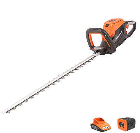 Yard Force 40V Cordless Hedge Trimmer with 60cm Cutting Length - Part of GR 40 Range with Lithium-Ion Battery and Charger - LH G60, orange
