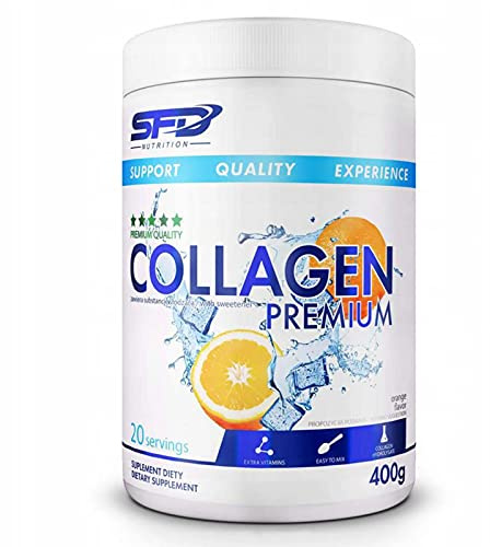 1xSFD Collagen Premium Komplex | 400g je Behälter | Pulver Kollagen MSM Vitamin C Hyaluron Protein | Nahrungsergänzungsmittel (Orange, 1x400g)