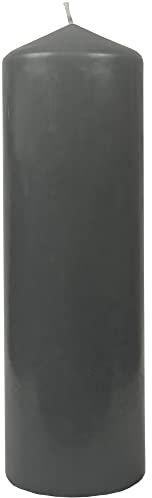 HS Candle Wachskerzen Stumpenkerzen Ø8cm x 25cm (Grau) - Lange Brenndauer - Hergestellt in EU - Kerzen Blockkerzen - Wachs Stumpen