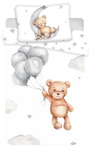 APTEX - Ropa de cama para bebé con osito en la luna 100 x 135 cm, 100 % algodón