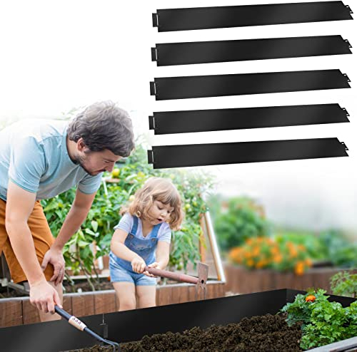 Tubiaz Bordure de pelouse, bordure de parterre, 10 mx 15 cm, tôle de tonte, métal palissade, parterre de jardin, noir (longueur 10 m - hauteur 15 cm)