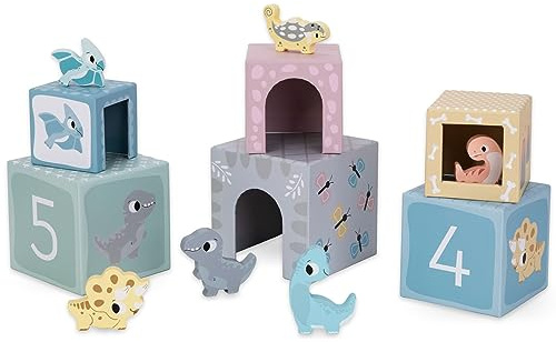 mamabrum Clasificador de Dinosaurios - Juguete Educativo con 6 Cajas y Dinosaurios de Madera - Construcciones para Niños Que Desarrolla Coordinación y Aprendizaje - Juegos Infantiles +12 Meses