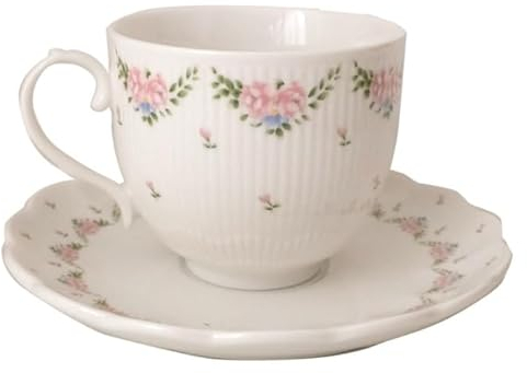 PIPONS Tea Cups Mugs Mugs 250ml Flower Teacup with Saucer Ceramic Coffee Mug Set Couple Breakfast Milk Cup Dessert Plate Cappuccino Cups