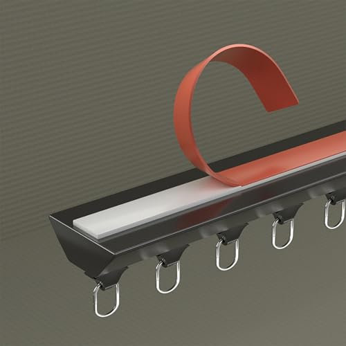 Selbstklebende Vorhangschiene Aus Aluminiumlegierung, Silent Sliding Gardinenstange Für Wohnzimmer, Schlafzimmer, Küchen, Ohne Bohren Vorhangstange, Deckenmontage, Schwarz(1.0 m(3.3.ft))