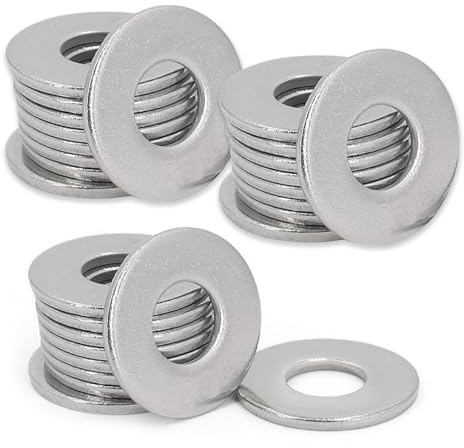 M6 Washers for Screws, 50 Pcs M6 x 18mm Stainless Steel Flat Washers Metal Plain Round Flat Repair Washer For Screws Bolts Nuts