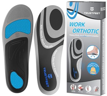 Trustfeet Plantillas de Trabajo para Hombres y Mujeres, Soporte de Arco Antifatiga para Estar de Pie Todo el Día, Plantillas de Zapatos Cómodas con Gel, Plantillas para Botas de Trabajo-L
