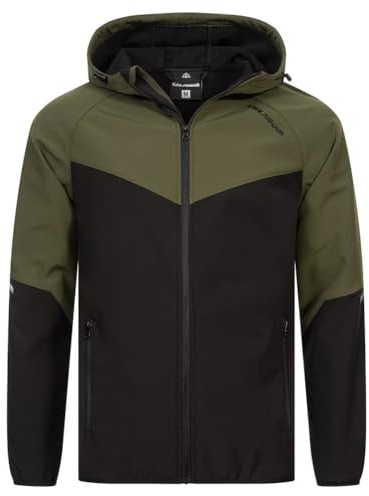 Kirkjubøur® Hestur Herren SOFTSHELLjacke 10.000 mm Wassersäule mit Kapuze und Fleecefutter, atmungsaktiv und wasserabweisend (DE/NL/SE/PL, Alphanumerisch, XL, Regular, Regular, Njordr Grün)