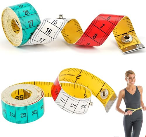 2 Stück Schneidermaßband,Körpermaßband,Beidseitiges Schneider Maßband,Masband Körpermaße,Farbiges Doppelseitiges Maßband Nähen,Bandmaß Mit Knopf,Für Schneider Handwerker Und Körpermaße (150cm/60zoll)