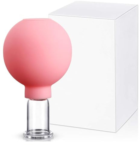 Coppettatrice viso, coppettazione in vetro Plexi e silicone – Massaggio sottovuoto riutilizzabile per viso e corpo – Per drenaggio linfatico, riduzione delle rughe & rassodamento della pelle – Per la