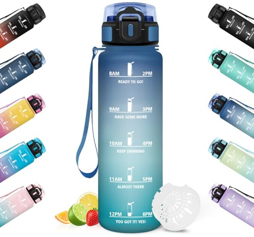 HoneyHolly Borraccia, 500ML A prova di perdite Borraccia Motivazionale, Riutilizzabile Borraccia Bambini, Semplice e Portatile, Bottiglia Acqua per Corsa, Bicicletta, Lavoro, Scuola, Borracce