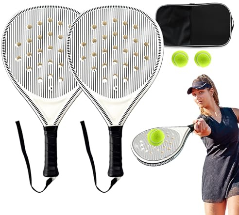 Raquettes De Tennis pour Adultes Raquettes De Tennis pour 2 Joueurs Raquettes De padels De Plage avec Sac Racquets Pratiques Légers,2 Raquettes + 2 Balles, Jeu De Sport Intérieur/extérieur