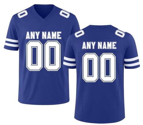 Personnalisé Maillot de Football Américain T Shirt, Americain Oversize Sport Tee Rugby Shirt Personnalisable avec Nom Numéro L'équipe et Logo