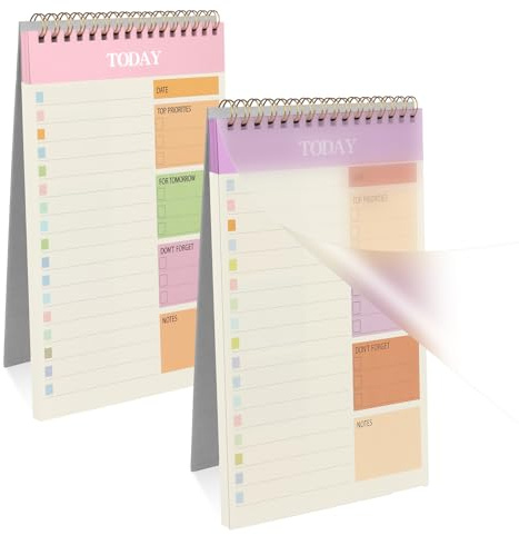 OFFCUP 2 Pezzi To Do List Planner 52 Fogli A5 Senza Data Blocco Note Giornaliero Blocco Per La Pianificazione Taccuino a Spirale Lista Di Controllo Per Elenchi, Note e Liste Della Spesa