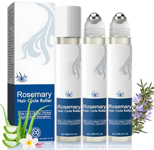 Rosemary Hair Growth Serum Roll On, 3PCS Rosemary Oil for Hair Growth, Nourishing Hair Fall Control & Scalp Serum, Hair Regrowth Treatment for Men & Women - Stimulate Hair Follicle For All Hair Type