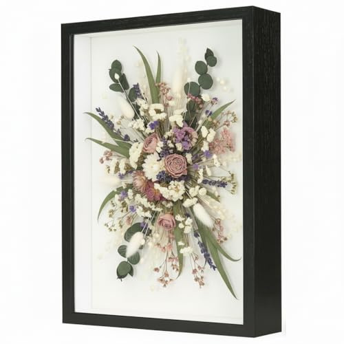 Marco de Fotos 3D para Rellenar, 21x29,7 cm, Marco de Objetos 3D,3 cm de Profundidad, Marco de, Caja de Sombra con Placa acrílica Transparente para Fotos, medallas,Regalos,Flores secas（Negro）