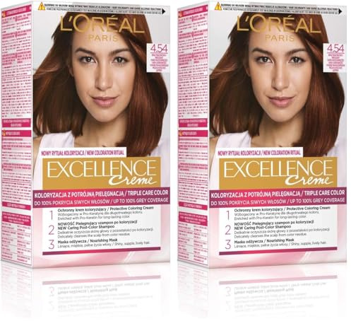 L'Oréal Paris Excellence 4.54 Haarfarbe - Mahagoni-Kupfer (Packung mit 2)