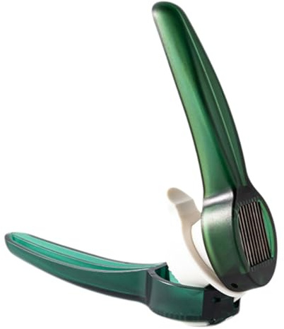 Happyyami Prensa de Ajo Manual para Cocina Doméstica, Trituradora y Rebanadora de Ajo y Jengibre, Acero Inoxidable Diseño Transparente Verde, Utensilio Multiuso para Restaurantes y Hogares