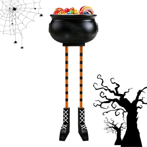 Halloween Häxans Kittel Högtids Godis Behållare Med Häxben | Halloween Serveringskittel För Skola Lägenhet Lantgård Studentkorridor Entré Vardagsrum Och