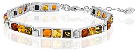 Copal Bracciale Femminile In Ambra Baltica E Argento Sterling Con Chiusura Regolabile