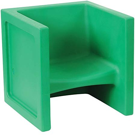 Kaplan Early Learning Versatile Comfortable Green Cube Chair for Toddlers - Kids Lightweight, Waterproof, Reversible Seat