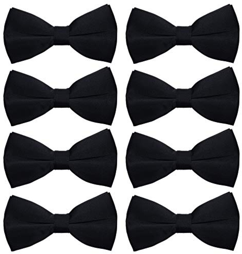 AVANTMEN Men's Bowties for Boys 8 Pack Satin Pre-Tied Bow Tie Formal Tuxedo Adjustable Length Large Variety Colors