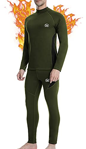 MEETWEE Ensemble de sous-Vêtement Thermique Homme,Quick Dry Haut Maillot de Corps & Pantalon Bas pour Chasse Ski Running,L,U5-vert