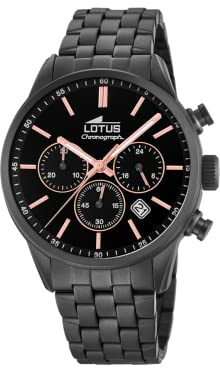 LOTUS Reloj Hombre Analógico de Acero Inoxidable 316l Negro