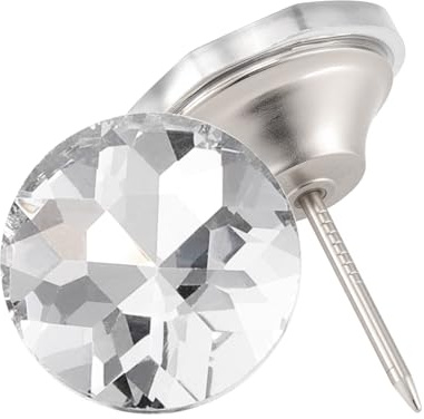 TsunNee 60PCS Crystal Head Upholstery Nails, Decorative Upholstery Tacks for Sofa Bed Headboard Wall Furniture DIY Crafts Decoration, 25mm, Silver