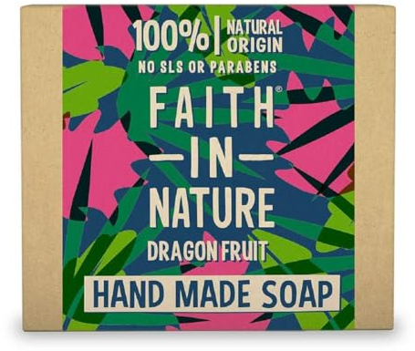 Faith In Nature Natural Dragon Fruit Hand Soap Bar, Revitalising, Vegan & Cruelty Free, No SLS or Parabens, 100g (Packing May Vary)