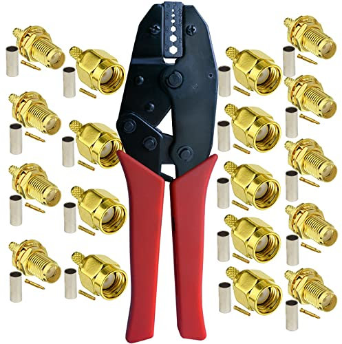 SMA Koaxialkabel Crimpzange und 10-Satz SMA Stecker und SMA Buchsen für WLAN antenne verlängerungs kabel RG174 RG316