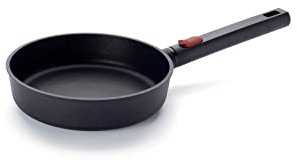 Woll Diamond Logic XR Flachpfanne - Induktiv -, Ø 20 cm, 5 cm hoch, mit abnehmbarem Stiel - Geeignet für alle Herdarten, Aluminiumguss, Antihaft-Versiegelung, backofenfest, schwarz