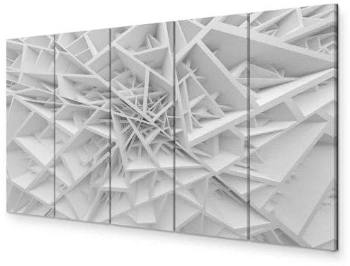 murando - Akustikbild 3D Effekt 5 tlg - Bilder Akustikschaum Schallschutz Wand Deko Kunst Akustikpaneele Wandpaneele Schalldämmung Wandbild Schallabsorber Akustikplatten grau weiß a-B-0039-b-m