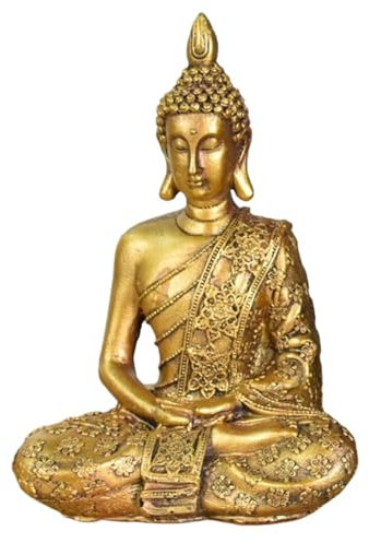 Zen'Light - Buddha-Kopf-Figur Sanci - Dekoration für Zen, Meditation und Feng-Shui - Geschenk für entspannende und spirituelle Atmosphäre - Buddha-Statue - Höhe: 18 cm - Farbe: Gold