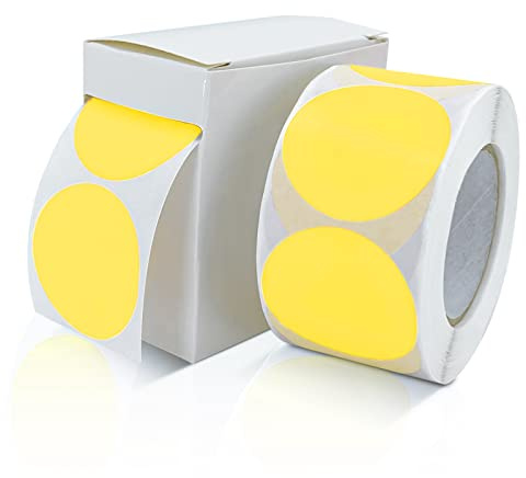 Round Stickers Yellow 38mm Circle Labels with Dispenser Box Color Coding Dot Sticker Waterproof Removable Roll of 500