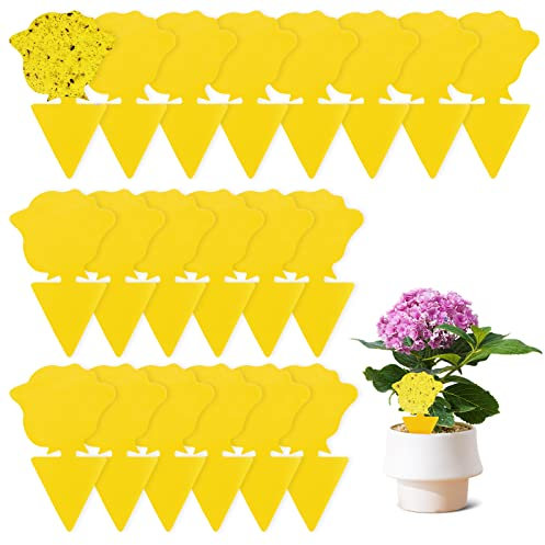 PEAKTOP 20 Gelbtafeln Fruchtfliegenfalle, Gelbsticker Trauermücken Bekämpfen, Klebrige Insektenfallen Fliegenfallen, Fliegenfalle Steckbare für Zimmerpflanzen Schädlingsbekämpfung, Garten Pflanzen