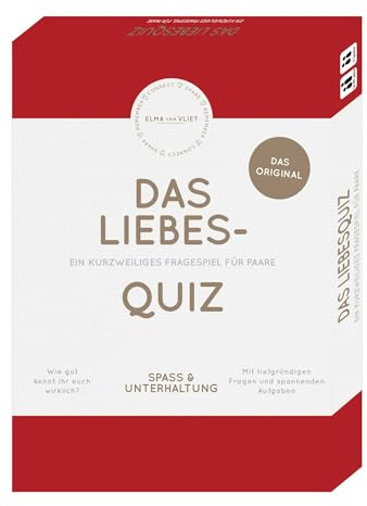 Das Liebesquiz: Ein kurzweiliges Fragespiel für Paare | Für tiefgründige Gespräche | Ideales Geschenk zum Jahrestag, Valentinstag oder zur Hochzeit (Elma van Vliet - Quizze & Fragespiele)