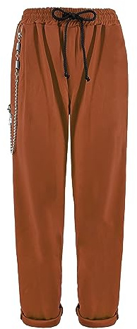 Laphilo Herrbyxor Mjuk med fickor och kedja avslappnad elegant dragsko elastisk midja Olika färger cod.6070, Coccio, M