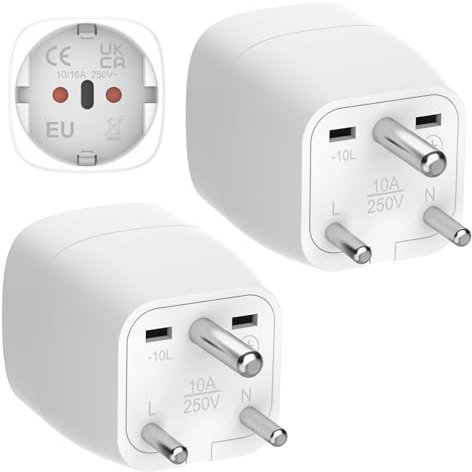 Clomnpe 2 Stück Reiseadapter für Indien,Reisestecker Indien,Deutschland nach Indien,Reisestecker Typ D,Adapter Indien,Reiseadapter Sri Lanka,Steckdosenadapter Stromadapter für Sri Lanka,India,Nepal