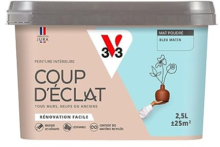 V33 Peinture murale intérieure Coup d'Éclat® Bleu matin Mat Poudré 2,5L