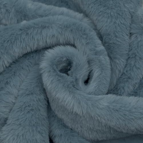 STOFFKONTOR Fellimitat Kunstfell Stoff Super Soft - Meterware, Farbe Jeans-Blau - zum Nähen von Bekleidung und Homeaccessoires