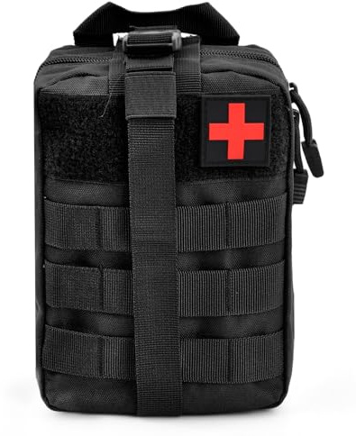 Trousse de Premier Secours Sac Étanche Molle de Premiers Secours Trousse Kit de Premiers Soins Militaires Rip-Away Pochette EMT Médecine Tactique Sac pour Randonnée Travail Voiture Chasse Sport (Noir)