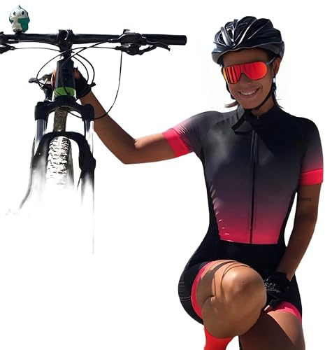 Traje de ciclismo para mujer, triatlón, carreras, camiseta de una pieza, traje de ciclismo ajustado de manga corta, traje de ciclismo con almohadilla de gel, XS-3XL