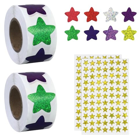 1 000 stycken stjärnklistermärken, klistermärken stjärnor glitter, stjärnklistermärken belöning för barn, självhäftande glitterklistermärken för gör-det-själv scrapbooking dekoration