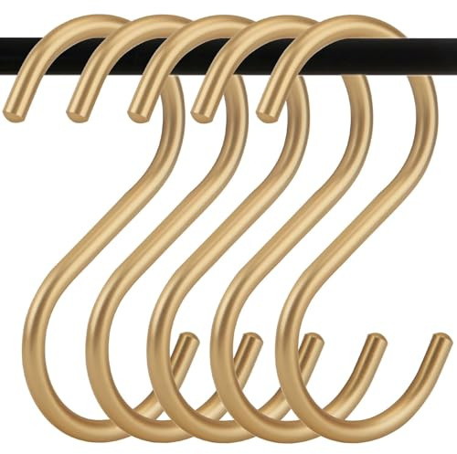 ULWSKY Lot de 10 crochets en S dorés en alliage d'aluminium en forme de S, crochet en S robuste pour salle de bain, vestiaire, cuisine, jardin