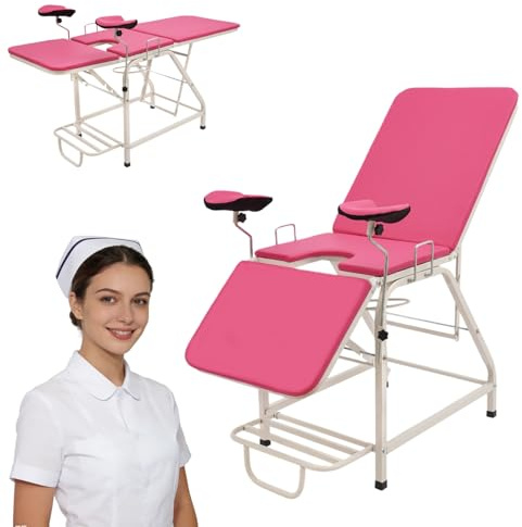 HuKaiL Gynekologisk stol, gynekologstol GYN-stol höjd justerbar med ryggstöd 0°–65° och benbräda med 0°–90° avtagbar, gynekologstol, lutningssstol, behandlingsstol med 150 kg lastkapacitet
