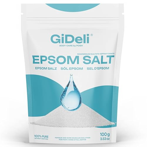 GiDeli Epsom Sales de baño Sales de Epsom Sales de Epsom Sales de Epsom Sal de magnesio puro, calidad farmacéutica (100 g)