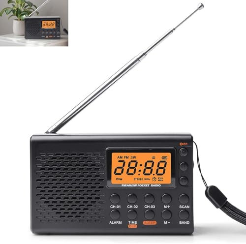 GOMETY Tragbares Radio AM/FM/SW Kofferradio, Netz & Batteriebetrieb LED-Display mit Bestem Empfang Eingebautem Lautsprecher Kopfhöreranschluss Wecker Timing-Funktion für Zuhause Camping Notfall